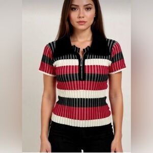 No Boundaries NOBO Juniors Polo Shirt  - New Women | Color: STRIPE Size: L & M